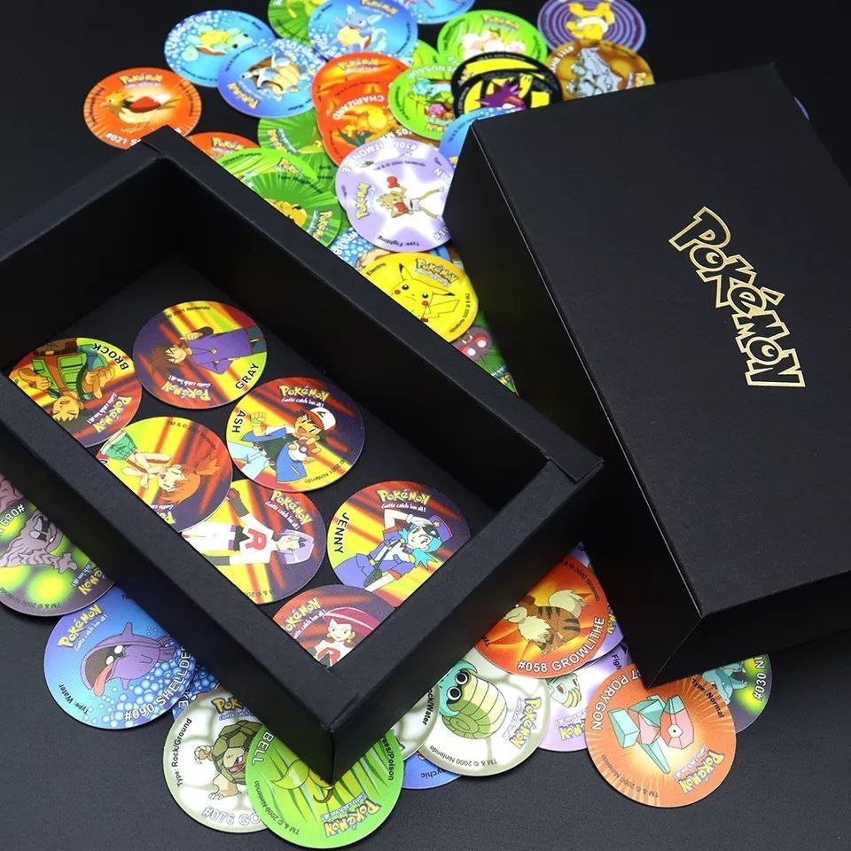 Tazos Pokemon 1ª Edição Coleção Elma chips com 160 tazos Nostalgia ...