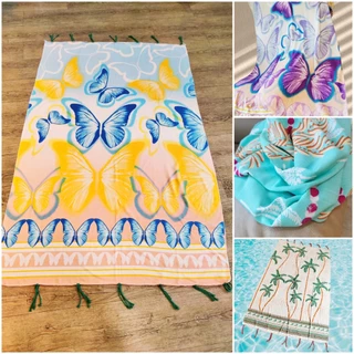 Canga De Praia Estampado Com Franjas Multicoloridas Com Variações De Estampas Escolher 100 X 150cm Moda De Praia