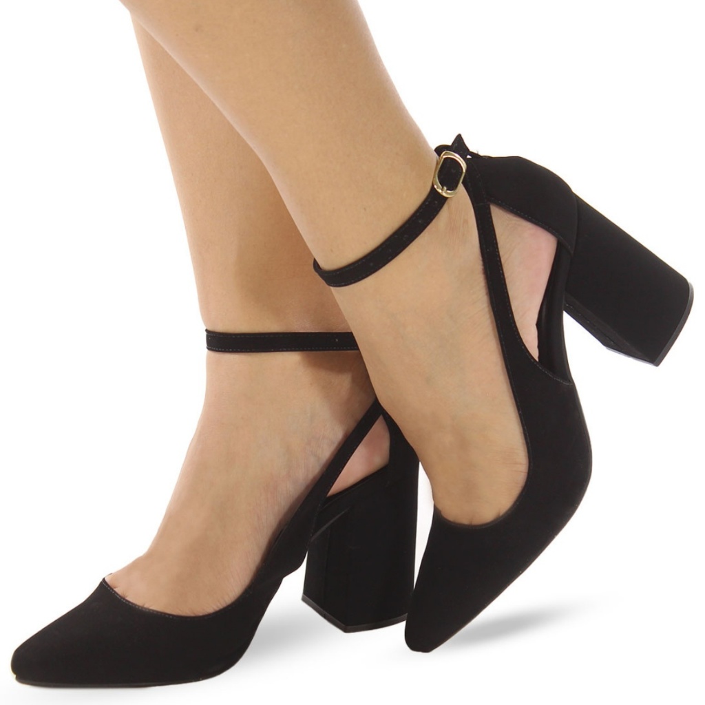 Scarpin Salto Grosso Confortável Fivela Feminino SC9 | Shopee Brasil