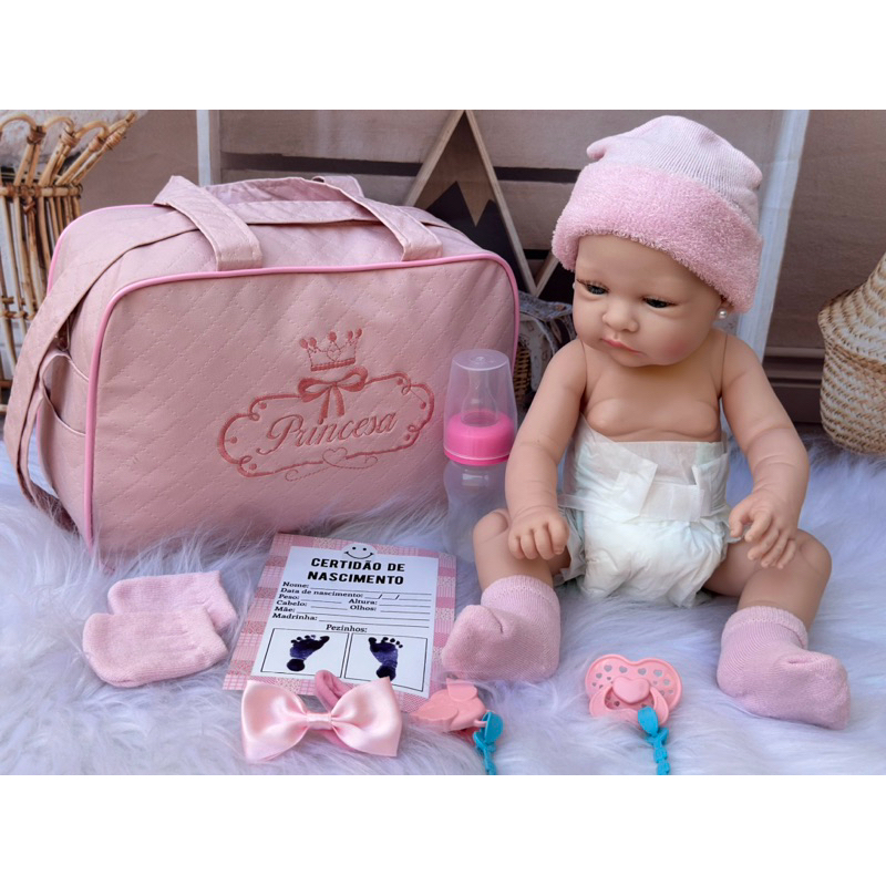 Kit completo Bebe Reborn corpinho Silicone Presente Menina Aniversario