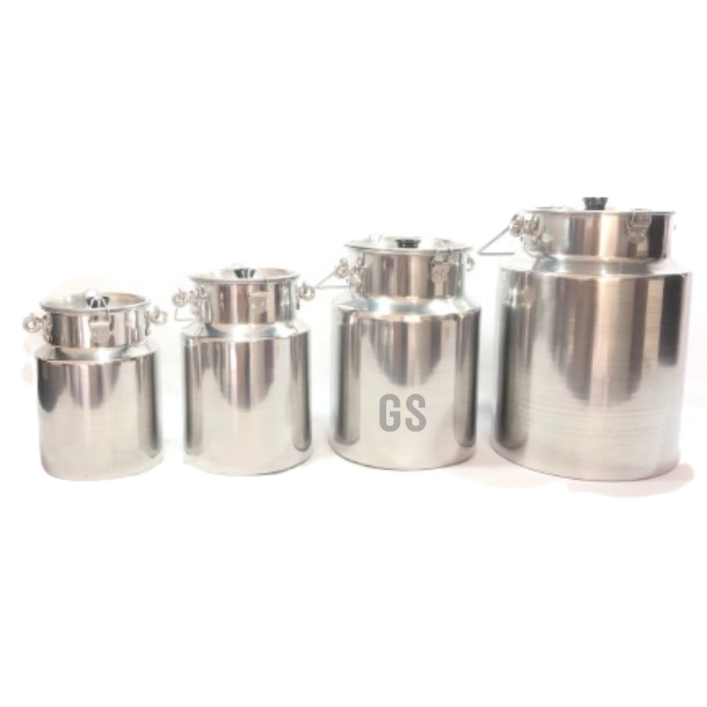 Depósito Leite Alumínio Nº02/03/05/10 Litros com Trava e Tampa Porta Liquido Armazenamento e Alça Reforçada