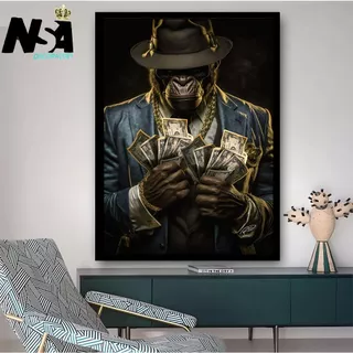 Quadro decorativo para sala quarto escritorio macaco gangster