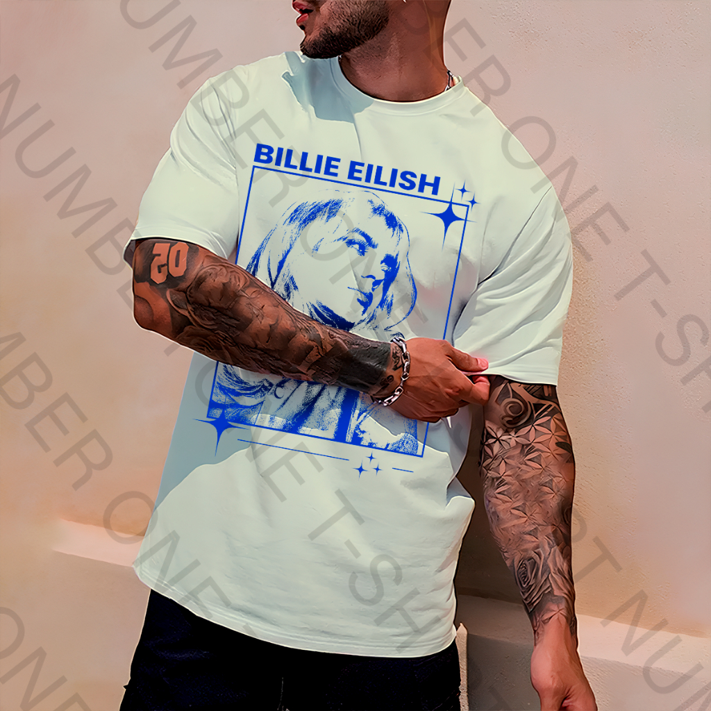 Camiseta Basica Algodao Billie Eilish Pirate Face Graphic Avocado
