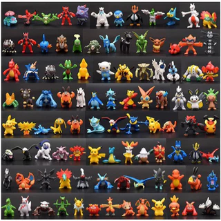 Kit Com Coleção144 Bonecos Miniaturas Pokémon Sortidas com Pikachu