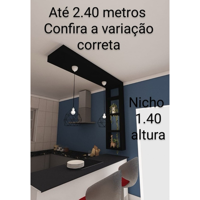 Nicho para cozinha com Sanca no teto balcão passa prato em MDF ...