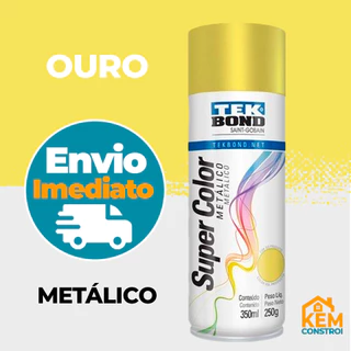 Tinta Spray Metalica 350ML Ouro Tekbond Secagem Rápida Artesanato Madeira Ferro Gesso Cerâmica Automotiva Decoração Top