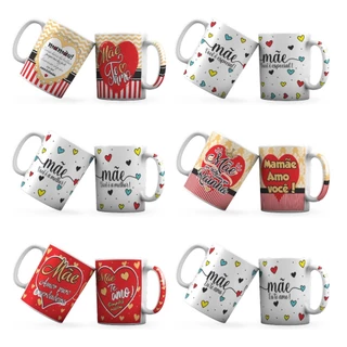 Kit 30 Canecas de Porcelana para Dia das Mães 300ml - Xícaras Grandes - Leite - Café - Presente Ideal em Oferta na Shopee