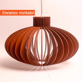 Luminária Pendente de Teto Decoração Casa Cozinha Sala Lustre Madeira MDF Presente Barato