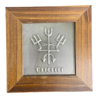 Quadro em Aço e Madeira de Imbuia Exu Tiriri 14,5cm