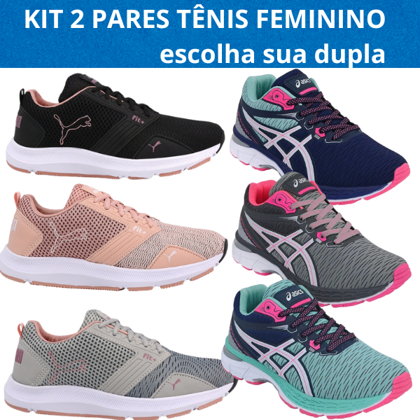 Tênis Feminino 2 pares Confortavel Leve Ideal para Academia,Corrida ...