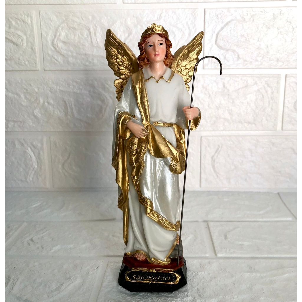 Anjo Rafael Arcanjo Luxo em resina 20cm | Shopee Brasil