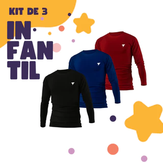 Kit 3 Camisas Proteção UV Fator 50+Malha Fria Camisetas Térmicas Masculina Infantil e Infanto-juvenil E Tambem 1 UNIDADE