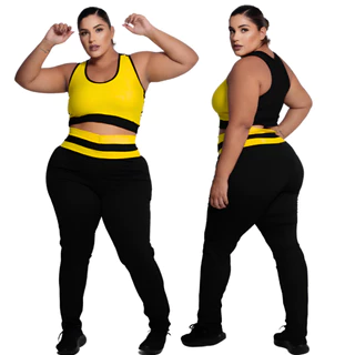 Conjunto Fitness Calça legging e Top PLUS SIZE GG ao EXGG modelo academia feminino Curves