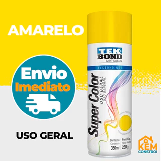 Tinta Spray Amarelo Uso Geral 350ML Tekbond Secagem Rápida