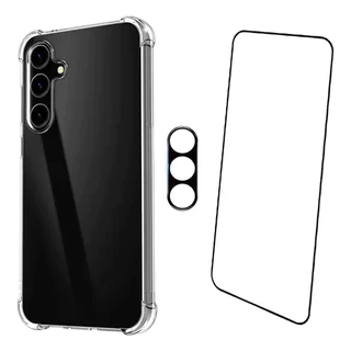 Capa Antiqueda + Película 3d Vidro + Pel Cam Para Galaxy A55