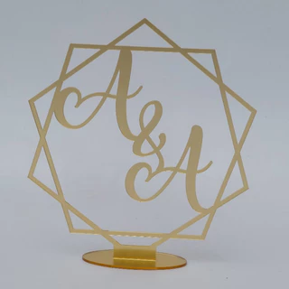 Topo de Bolo Acrílico Espelhado Aniversario Casamento Festas