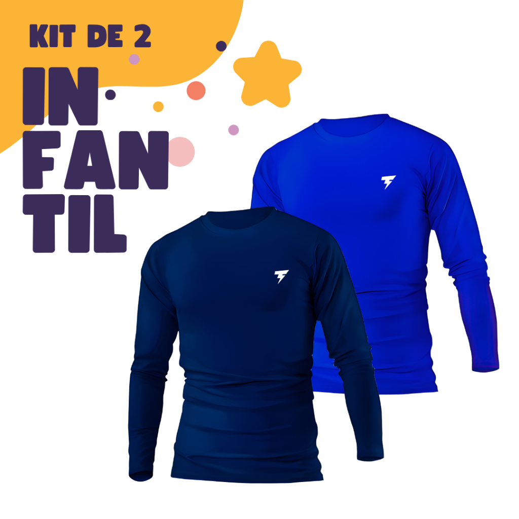 KIT com 2 Blusas térmicas infantil Camiseta Segunda Pele e também na opção com 1 unidade