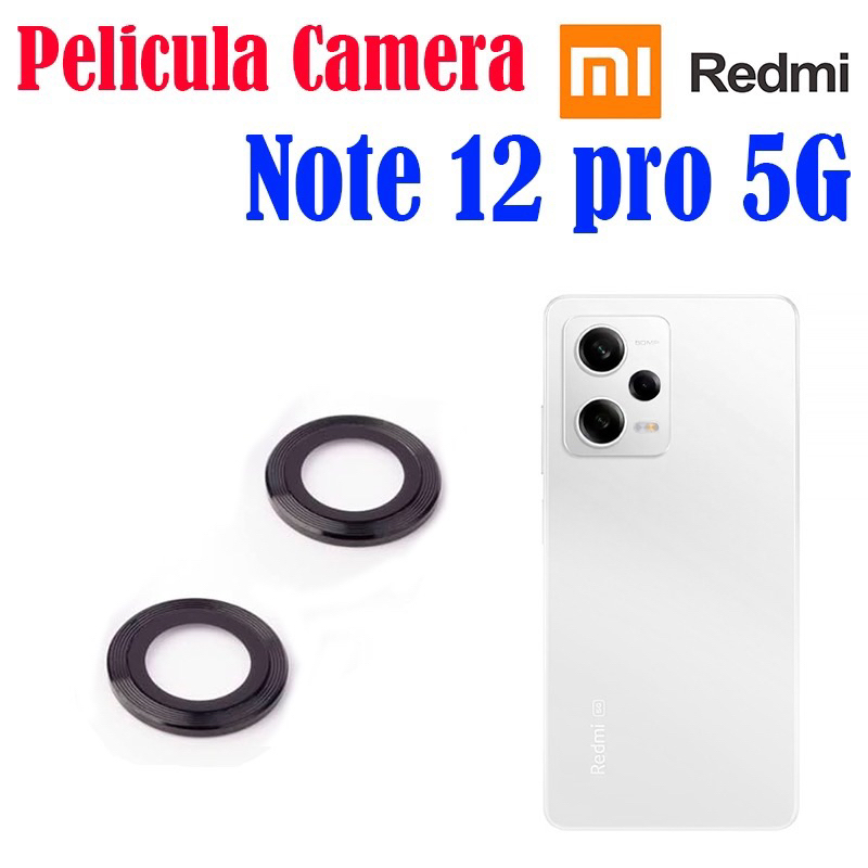 Kit 2 Peças Película De Câmera Redmi Note 12 Pro 5g Protetor De Lentes Com Anel De Metal