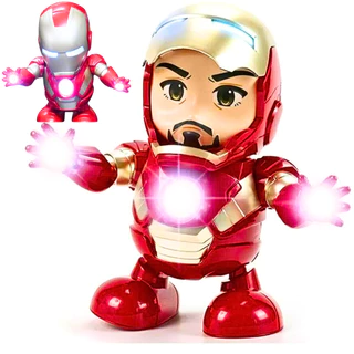 boneco robô dançarinho homem de ferro com luz e som presente ideal