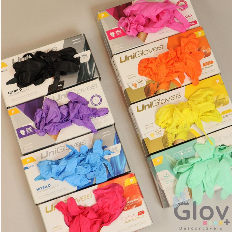 Luva Látex Descartavel Kit 10 Unidades 5 Pares Coloridas - UniGloves