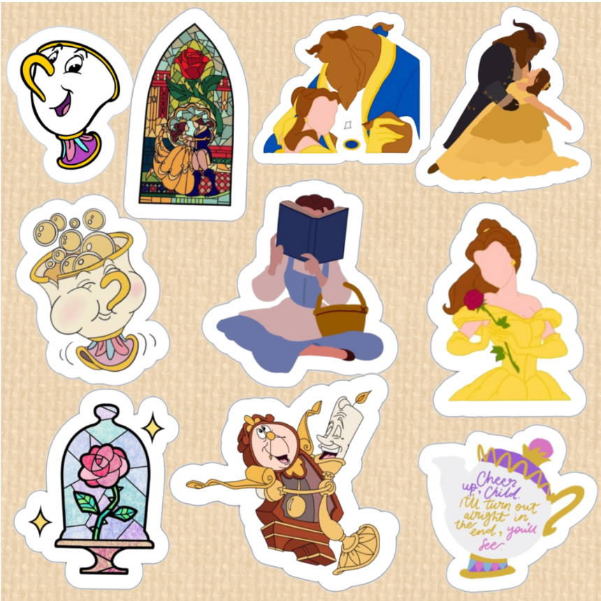 kit stickers adesivos princesas disney bela e a fera beauty and the ...