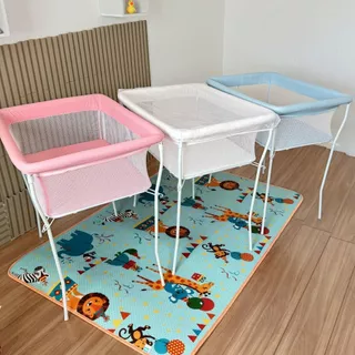 Mini Berço Moisés Cercadinho Estofado Com Mosquiteiro Estofado
