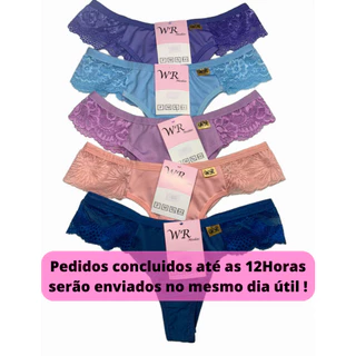 Kit 8 calcinhas Fio duplo Lateral em renda conforto leve e não marca