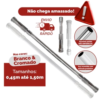 Varão Ajustável 0,45m à 1,50m Extensível Para Cortina de Box Banheiro Extensivo Suporte Extensor