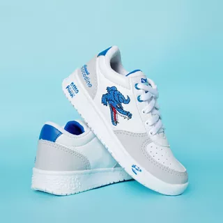 Tênis Infantil Sapatênis Jacare Dinossauro Crocodino Menino Branco Azul Barato Dino Park Leve
