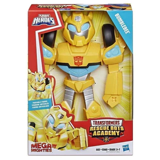 Boneco Articulado Robô Alienígena Amarelo Bumblebee - Transformers - Rescue Bots Academy - Mega Mighties - Playskool Heroes - Hasbro