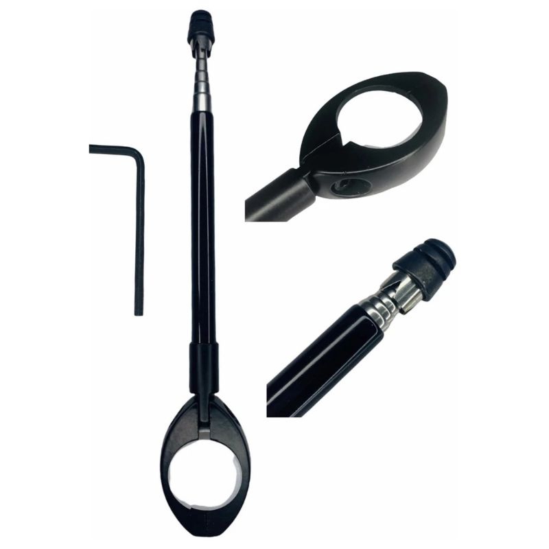 Antena Corta Pipa Moto Retrátil Anti Cerol Corta Linha Aço Inox Guidão Preta ou Prata