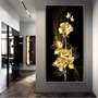 Quadro Decorativo 1 Peça 90x60 Flores Douradas