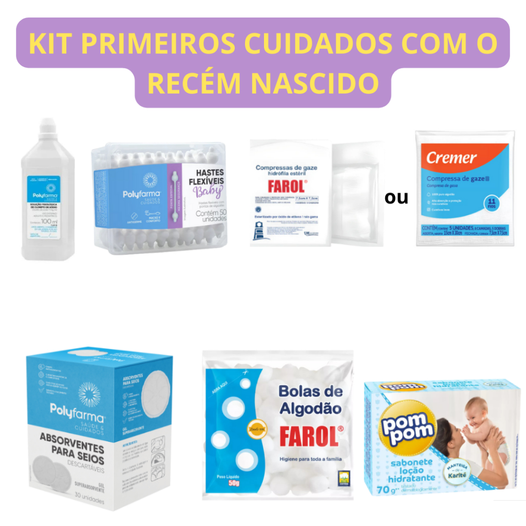 Kit Cuidado Bebê Recém Nascido Maternidade Mãe e Bebê Pos Parto 7 itens
