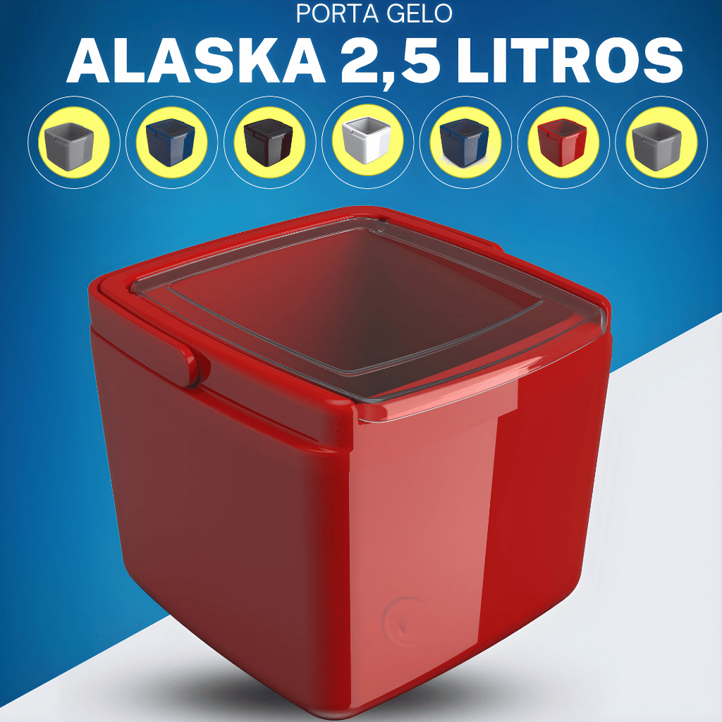 Porta gelo com tampa recipiente Alaska 2,5 Litros balde P/ latas Forma cozinha bares e restaurantes