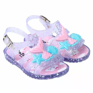 Papete infantil cauda sereia menina calçados sandália led
