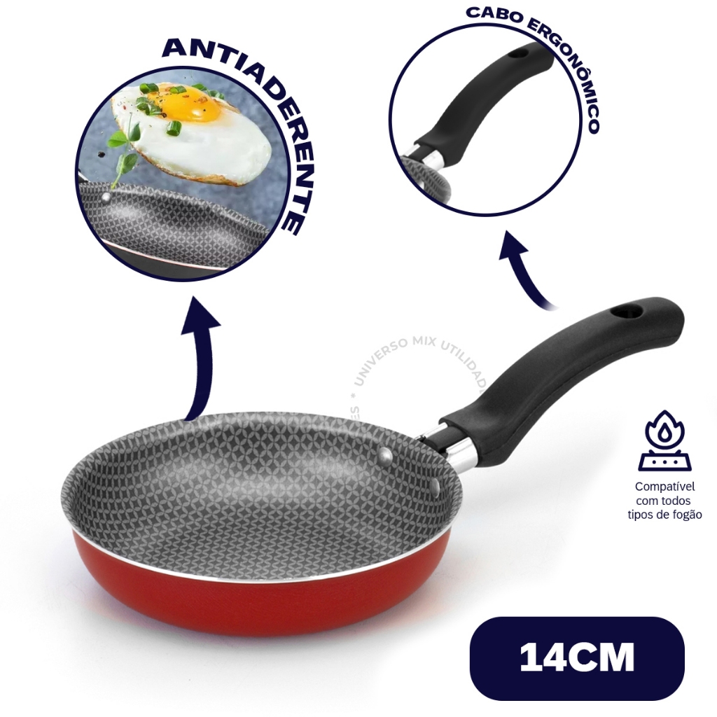 Frigideira Fritar Ovo Antiaderente Sem Óleo 14Cm | Shopee Brasil
