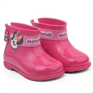 Bota Galocha Infantil Menina Impermeável Rosa Minnie