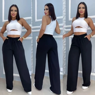 Kit 2 calça pantalona feminina outono inverno