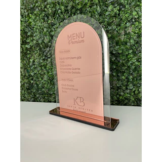 MENU / CARDÁPIO em acrílico espelhado. personalizado com sua logo e Menu