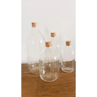 1/2/ 3 Garrafas de Vidro com rolha de 1lt/500ml/350ml (modelo de vidro)