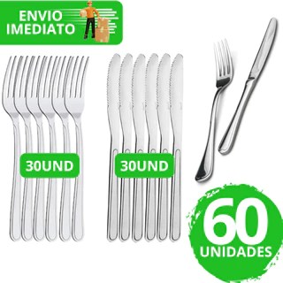 OFERTA Conjunto 60 Talheres Garfos e Facas 100% Em Aço Inox Premium Alta Qualidade Para Restaurantes