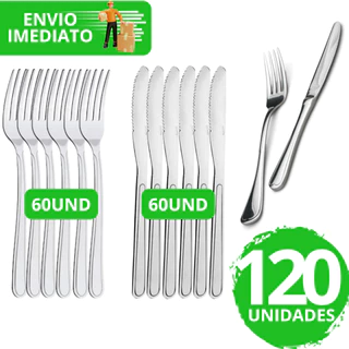 OFERTA Conjunto 120 Talheres Garfos e Facas 100% Aço Inox Premium Alta Qualidade Para Restaurantes