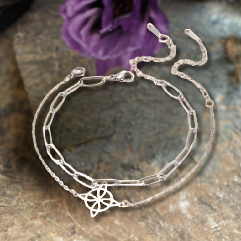 Pulseira dupla Nó de Bruxa - Amuleto Símbolo Celta, Wicca, Witch, Magia ...