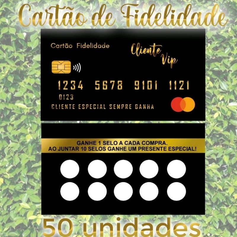 cartão fidelidade 50 unid preto fidelidade
