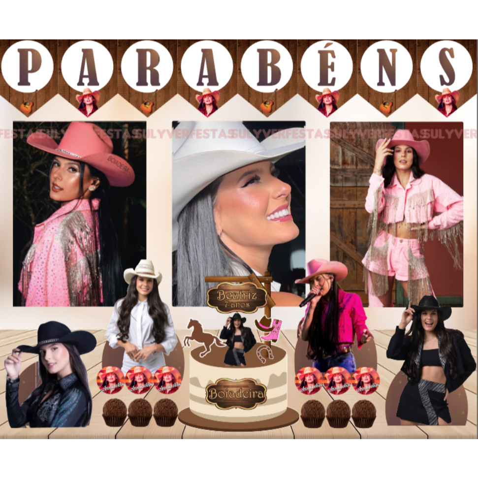 Kit Festa em Casa - Ana Castela - Boiadeira - Só um Bolinho - Aniversário