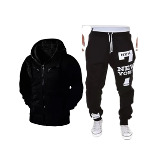 Conjunto Inverno Jaqueta Casaco com Zíper e Calça Moletom New York Exclusivo Premium
