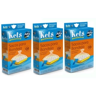 Kit C/ 3 caixas Kets Sacos para Bandeja de Gato Areia Sanitária 8un 55x35cm