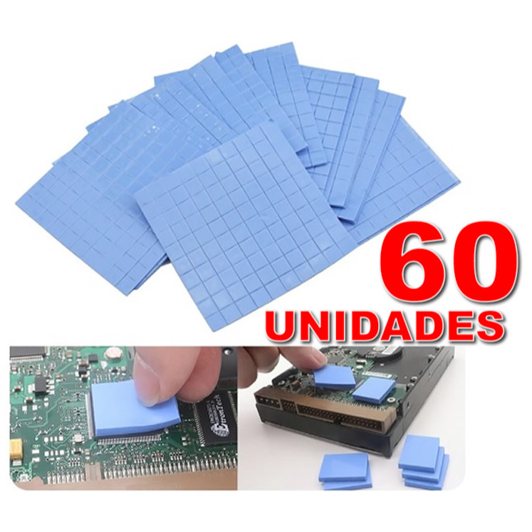 Kit 60 Thermal Pad Térmico 10mm X 10mm X 1mm Pc Ps4 Ps3 Xbox