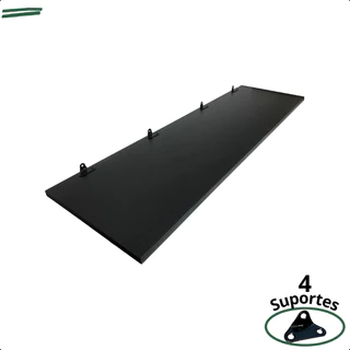 1 Prateleira Preta 100X30 Com Suporte Flutuante Mdf Organizadora Decoração Cozinha Quarto Banheiro