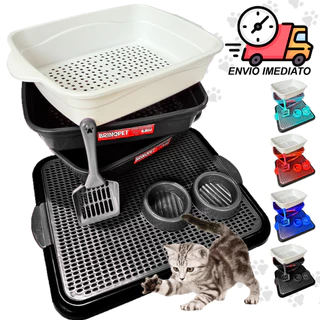 Kit Higiênico Caixa de Areia Gato Pá Higiênica Coletor de Areia Comedouro Bebedouro Pazinha Coletora